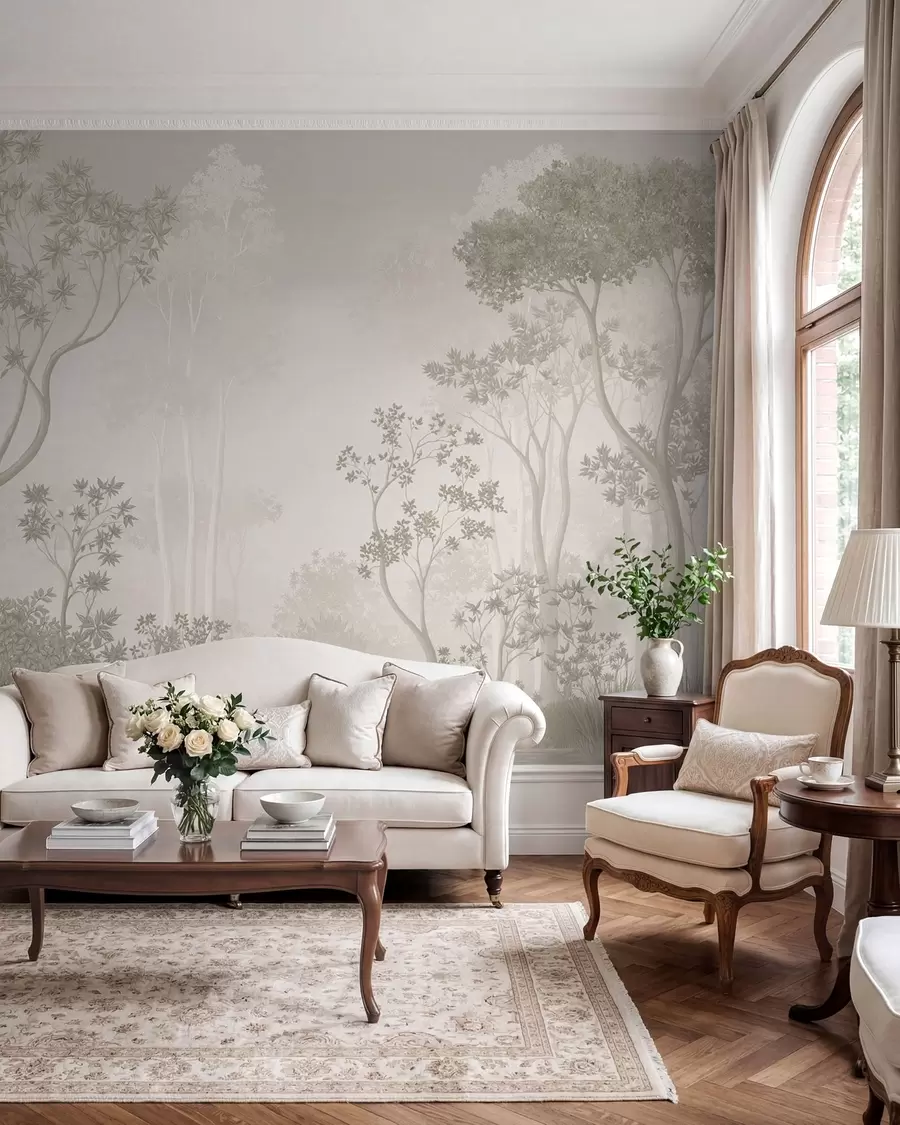 wall murals Vitka šuma u lanenim tonovima w05700v1