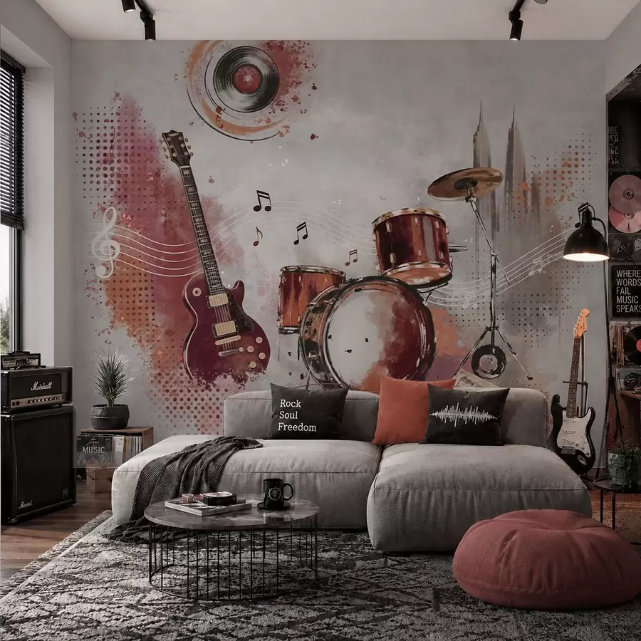 wall murals Музички инструменти у топлим бордо тоновима w05546v1