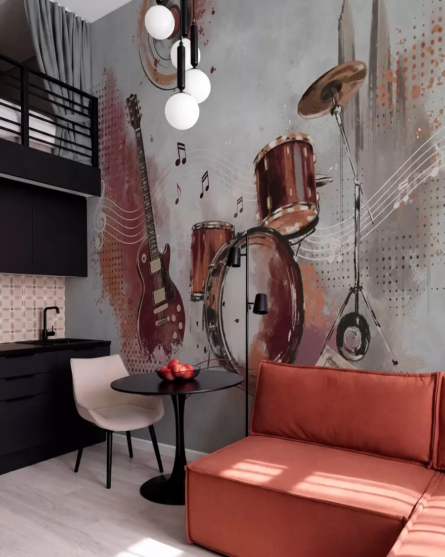 wall murals Музички инструменти у топлим бордо тоновима w05546v1