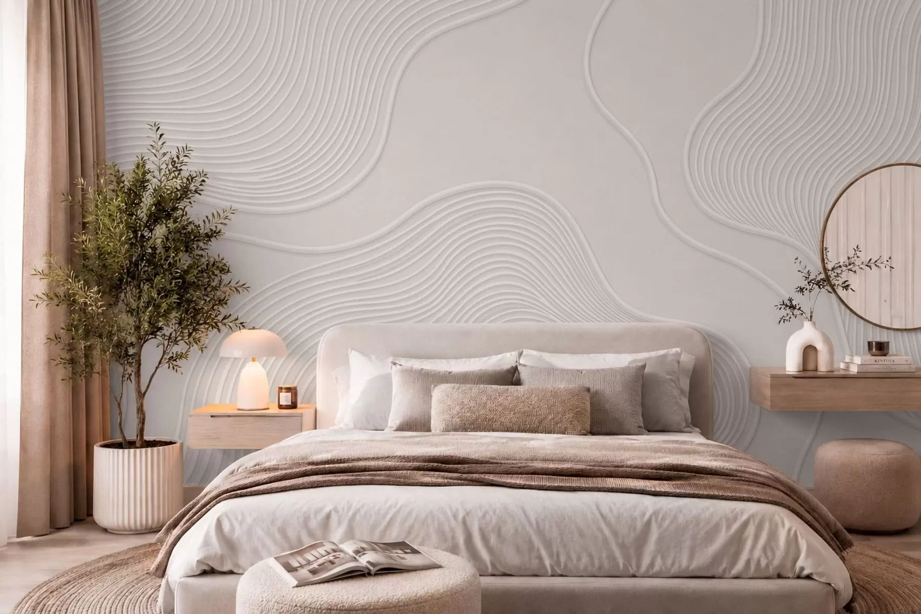 wall murals Апстрактни рељеф са течним таласастим линијама w05689