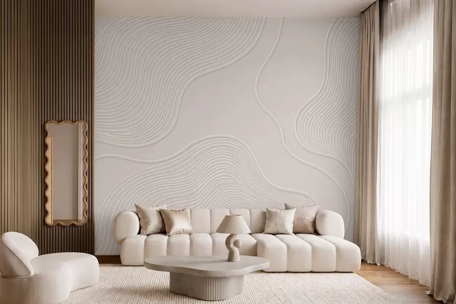wall murals Апстрактни рељеф са течним таласастим линијама w05689