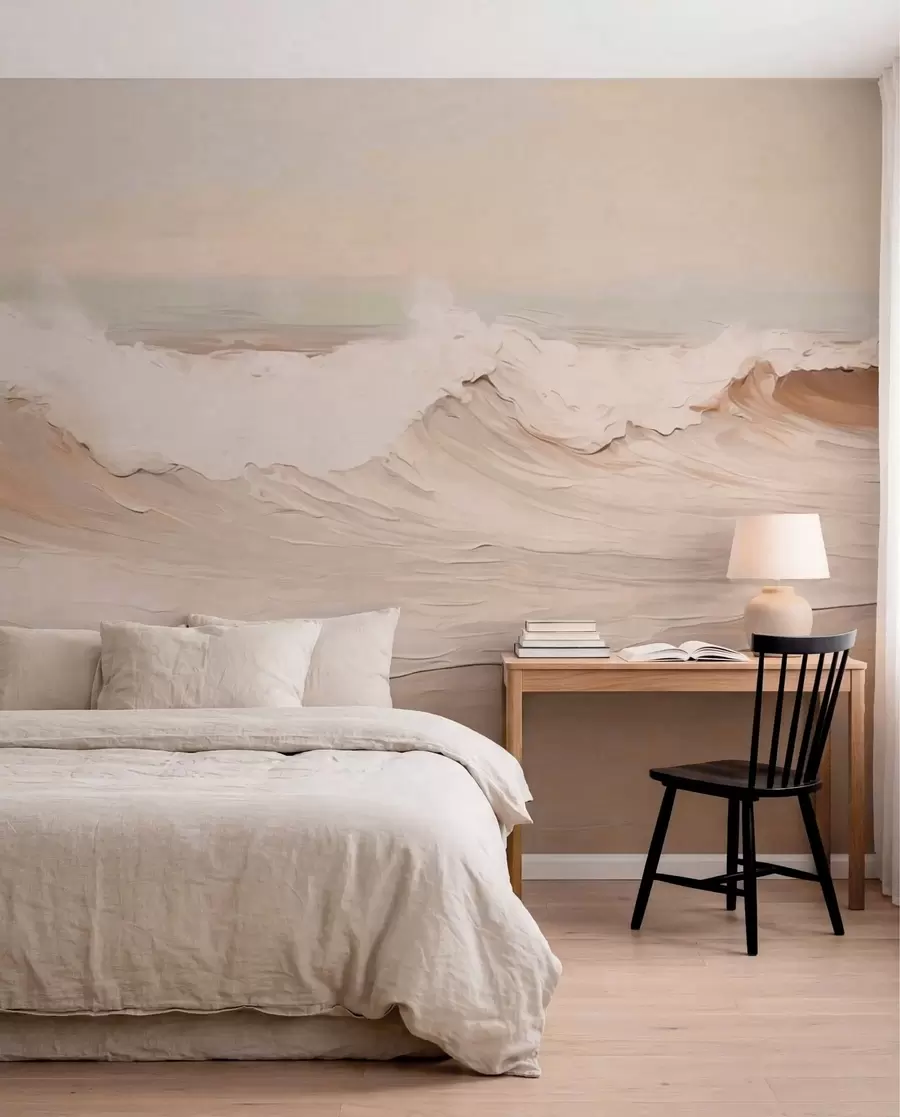 wall murals Talasi na obali boje breskve w05697