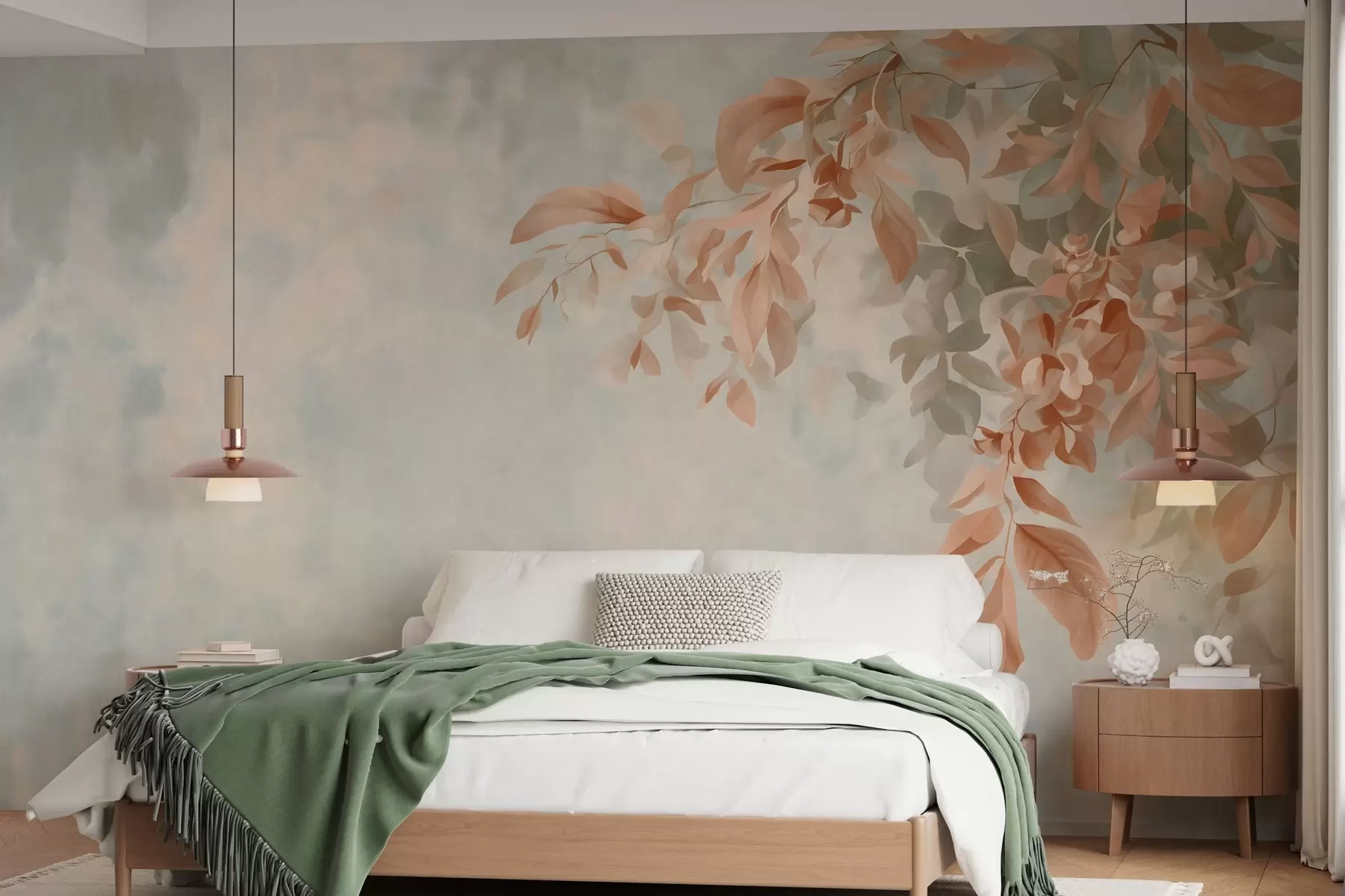 wall murals Гране дрвећа на разноврсној ретро позадини w05385
