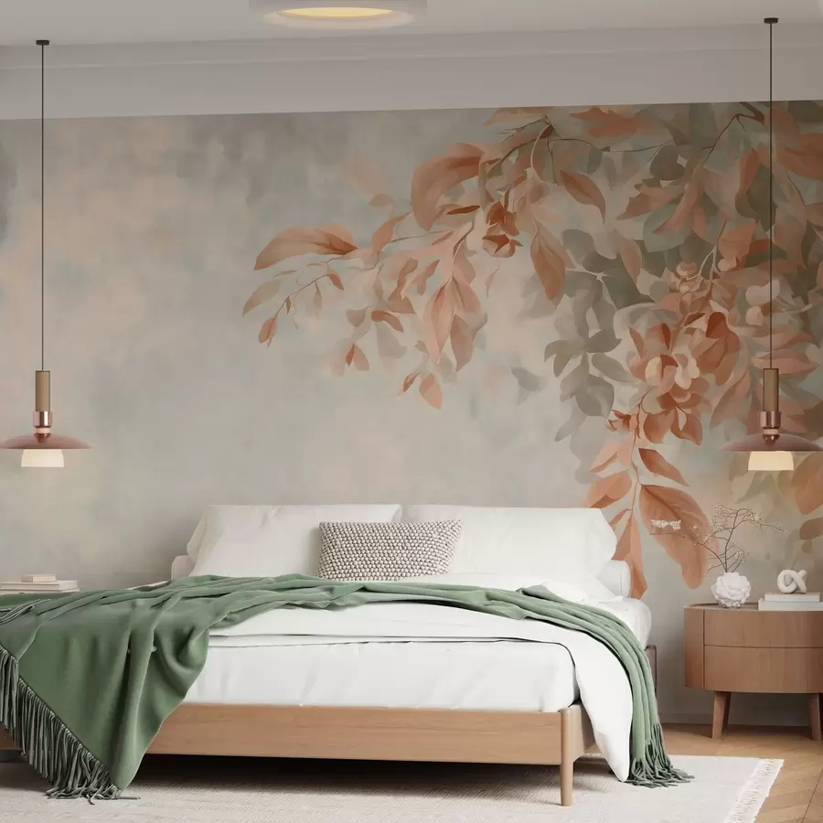 wall murals Гране дрвећа на разноврсној ретро позадини w05385