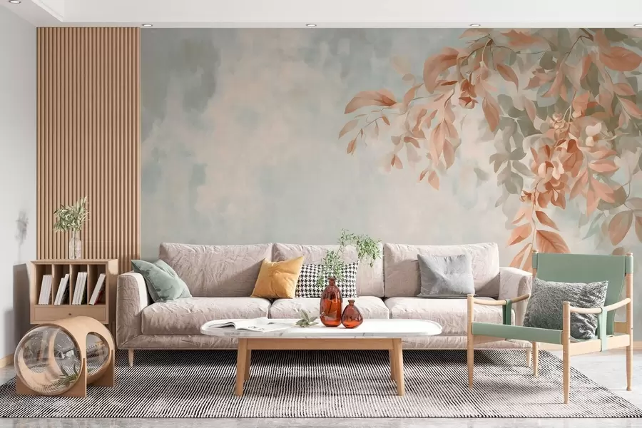 wall murals Гране дрвећа на разноврсној ретро позадини w05385