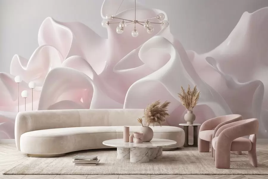 wall murals Прозрачни свилени таласи у нежним рузичастим тоновима w09858