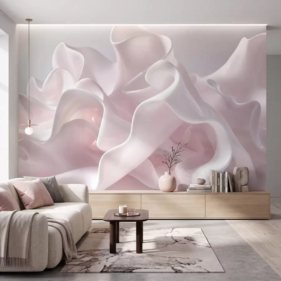 wall murals Прозрачни свилени таласи у нежним рузичастим тоновима w09858