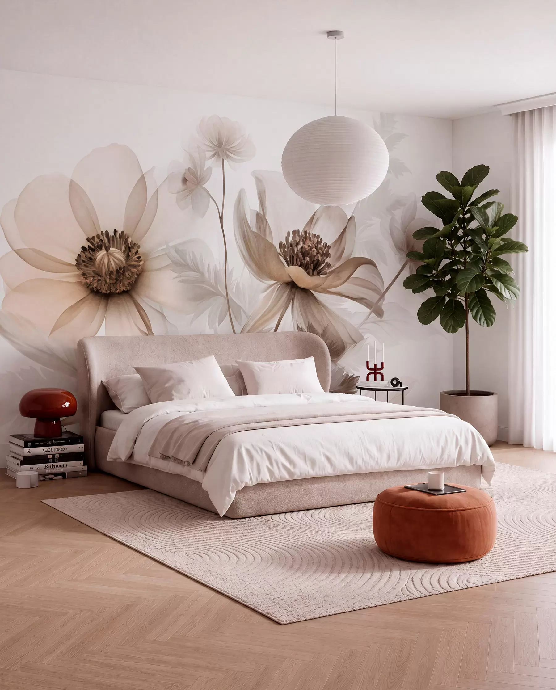wall murals Cvjetna studija u sepiji w09900