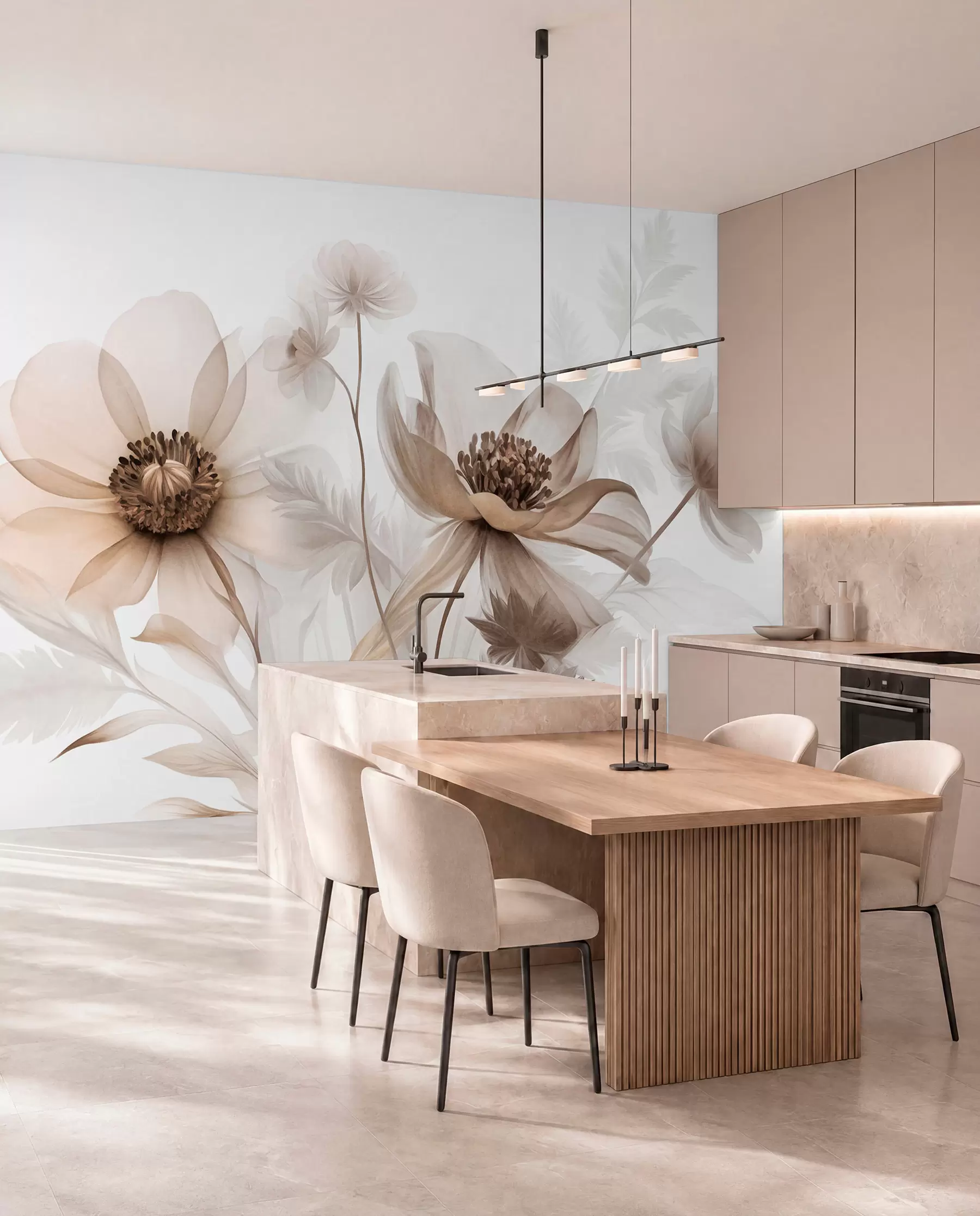 wall murals Cvjetna studija u sepiji w09900
