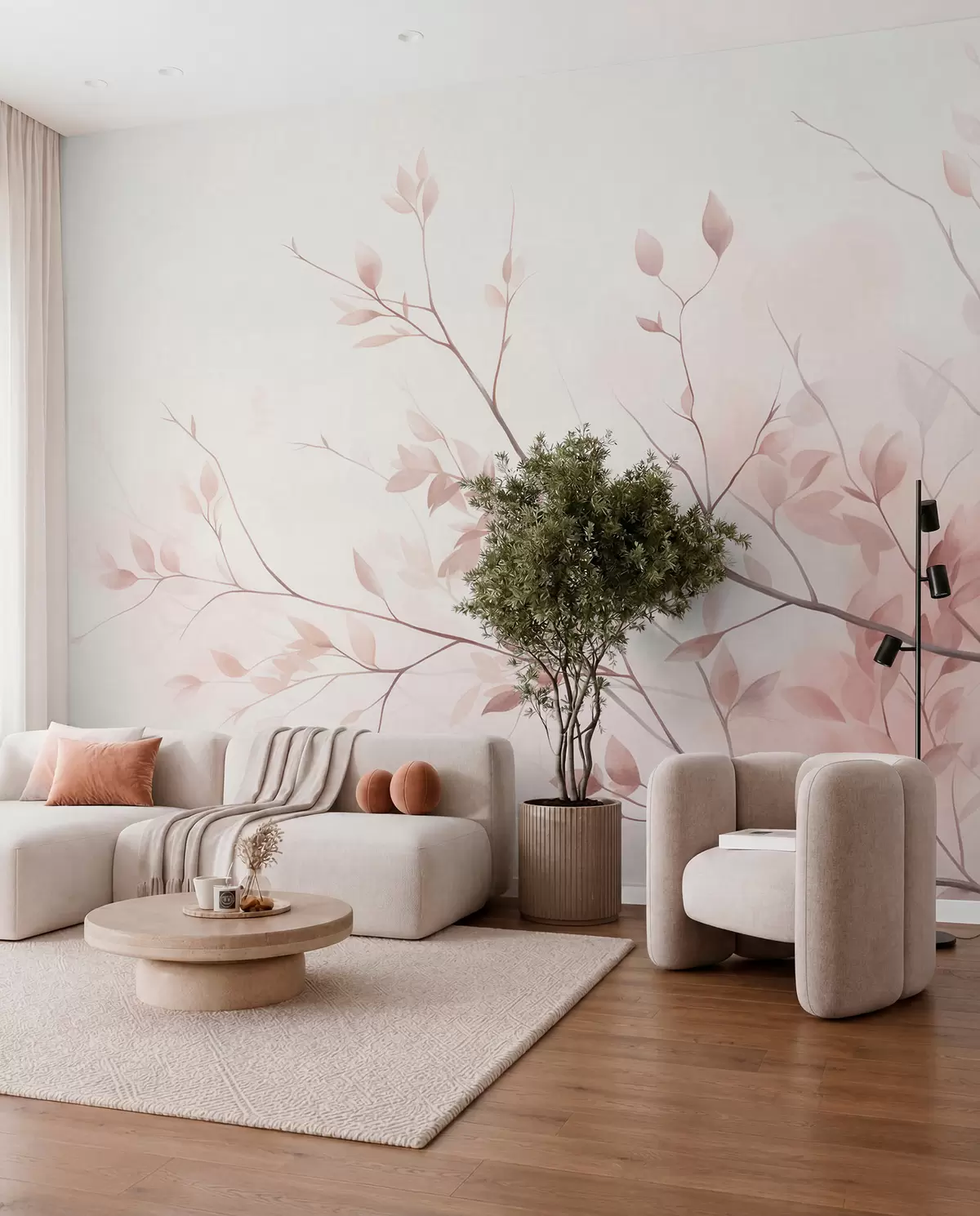 wall murals Ružičaste grančice na svjetlu w09910