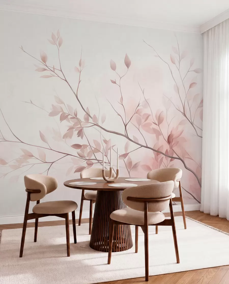 wall murals Ružičaste grančice na svjetlu w09910