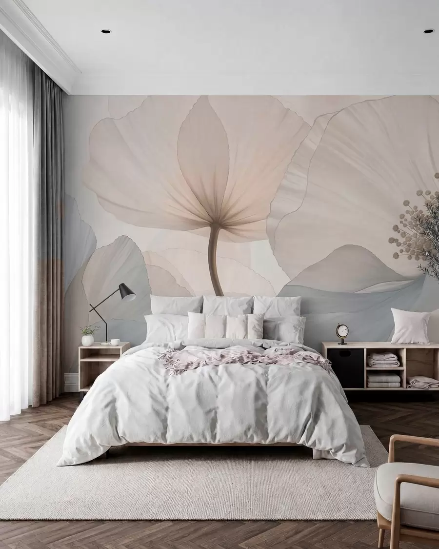 wall murals Меко велико цвеће у светлим пастелним тоновима w05692