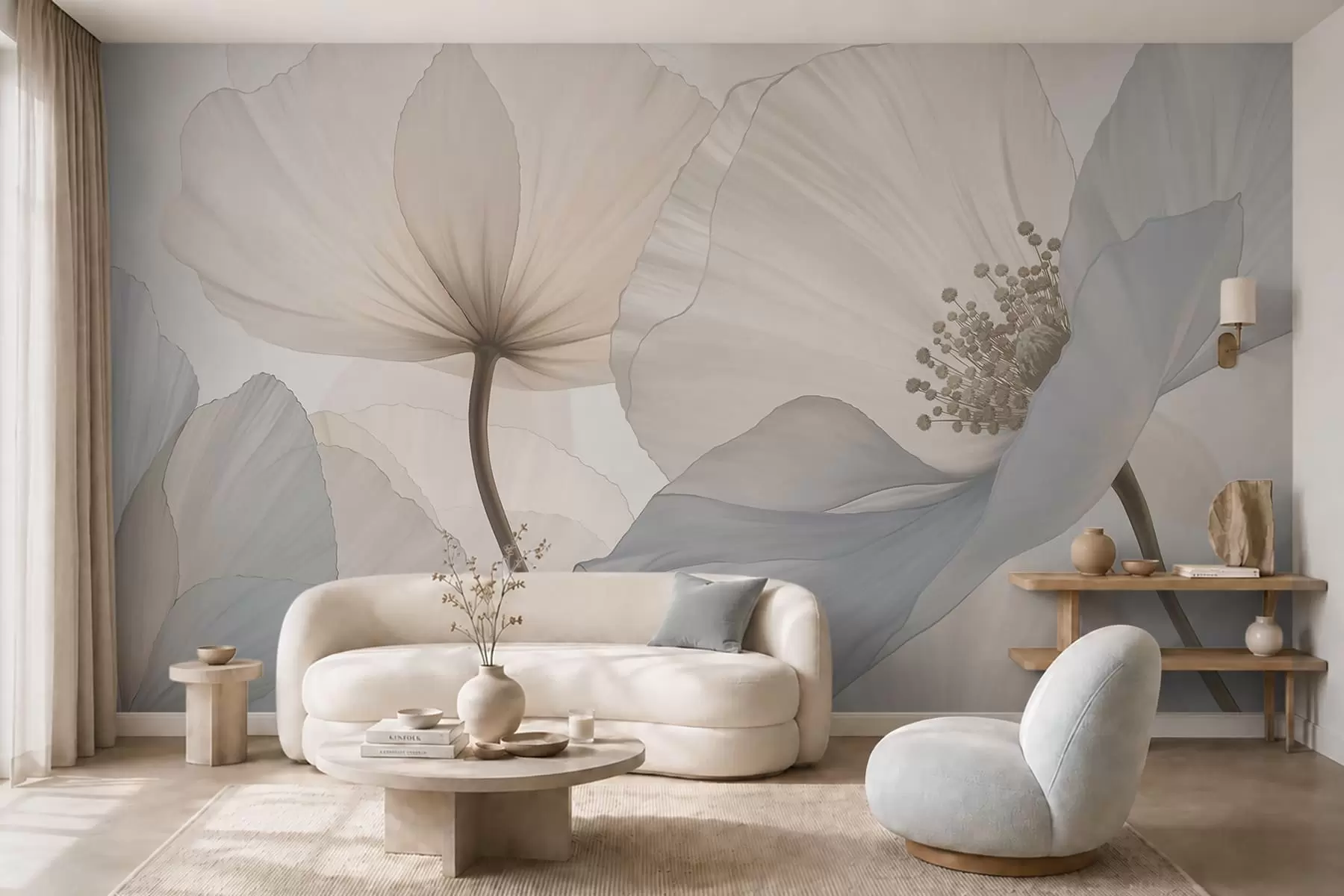 wall murals Меко велико цвеће у светлим пастелним тоновима w05692