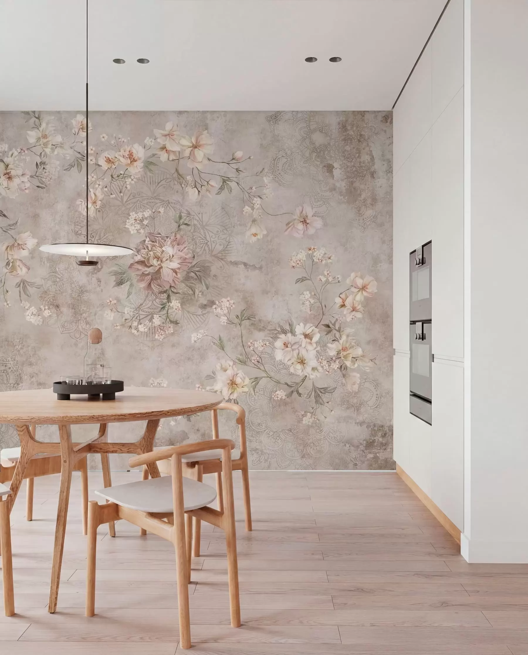 wall murals Цветни орнамент на текстурираној светлој позадини w05698