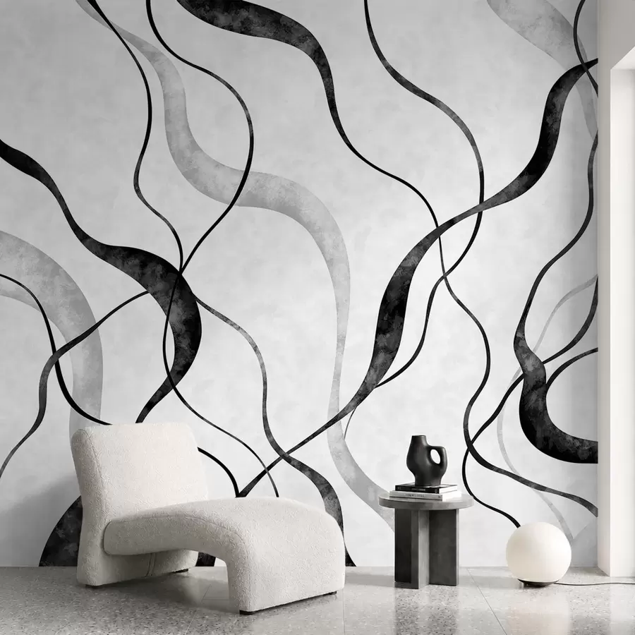 wall murals Апстрактне текуће линије у монохроматским нијансама w05699