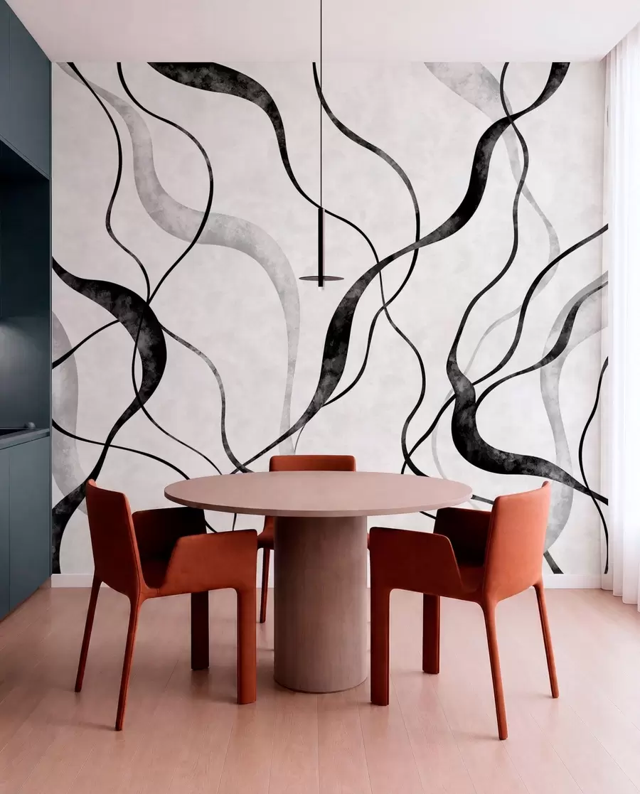 wall murals Апстрактне текуће линије у монохроматским нијансама w05699