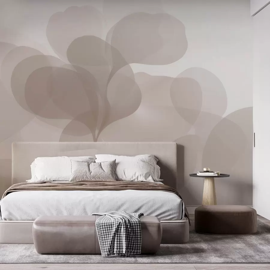 wall murals Полупровидне апстрактне ботаничке силуете у топлим беж тоновима w09925
