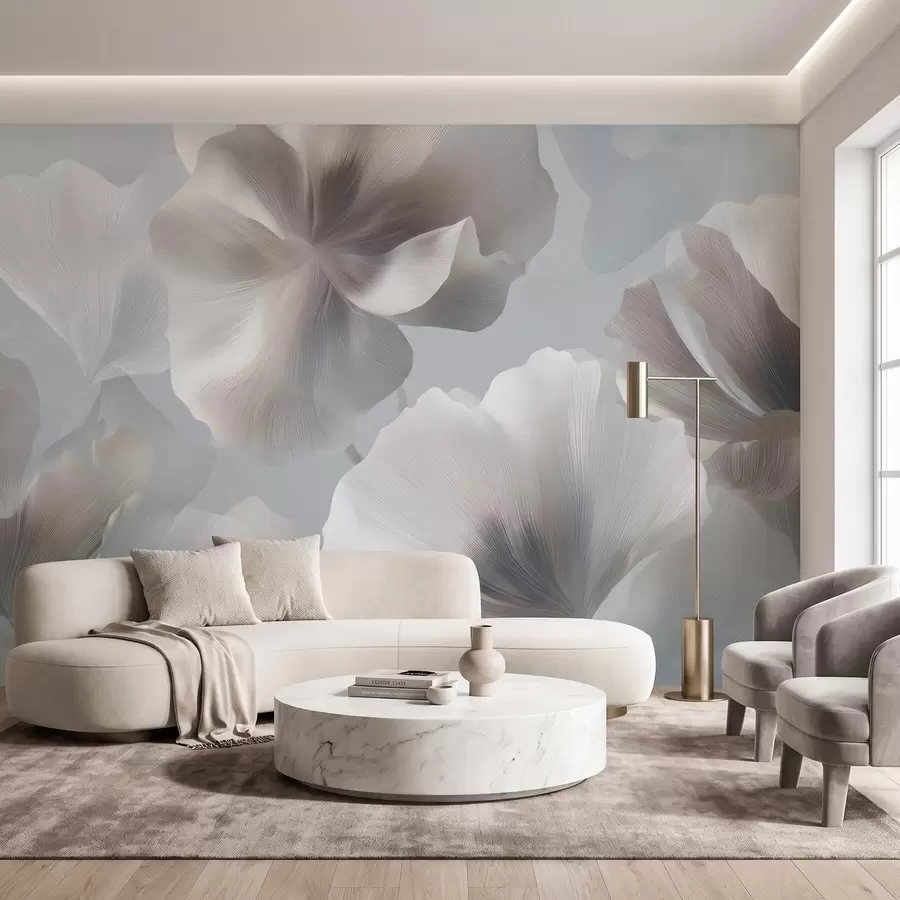 wall murals Волуметријске свилене латице цвећа у меким пастелним тоновима w09928