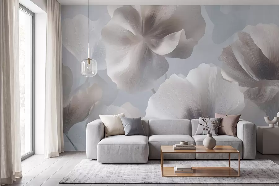 wall murals Волуметријске свилене латице цвећа у меким пастелним тоновима w09928