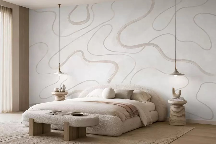 wall murals Апстрактне текуће линије на светлој позадини w05726