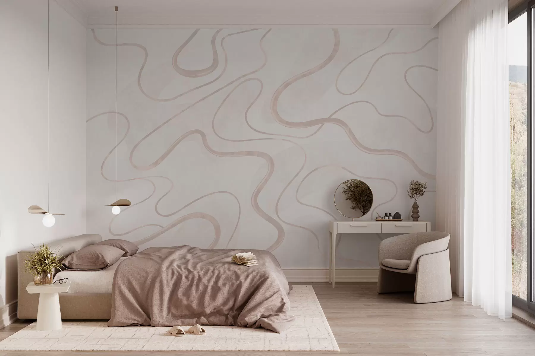 wall murals Апстрактне текуће линије на светлој позадини w05726