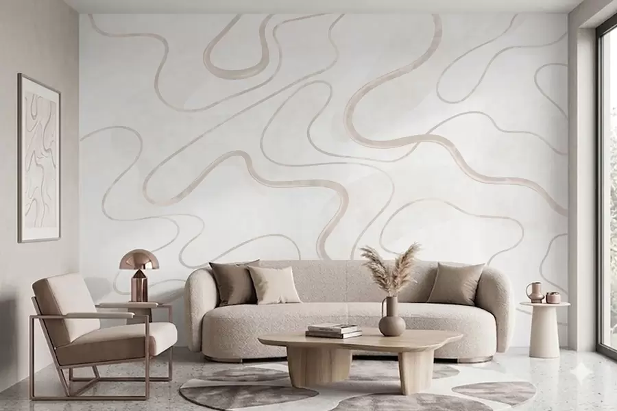 wall murals Апстрактне текуће линије на светлој позадини w05726