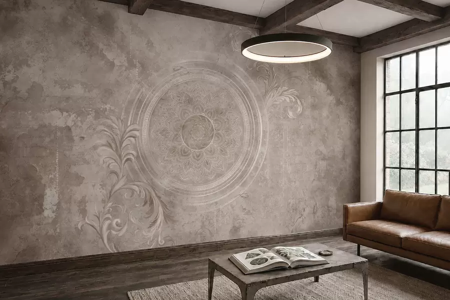 wall murals Украсни кружни узорак на текстурираној позадини w05727