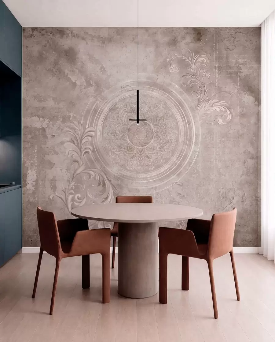 wall murals Украсни кружни узорак на текстурираној позадини w05727