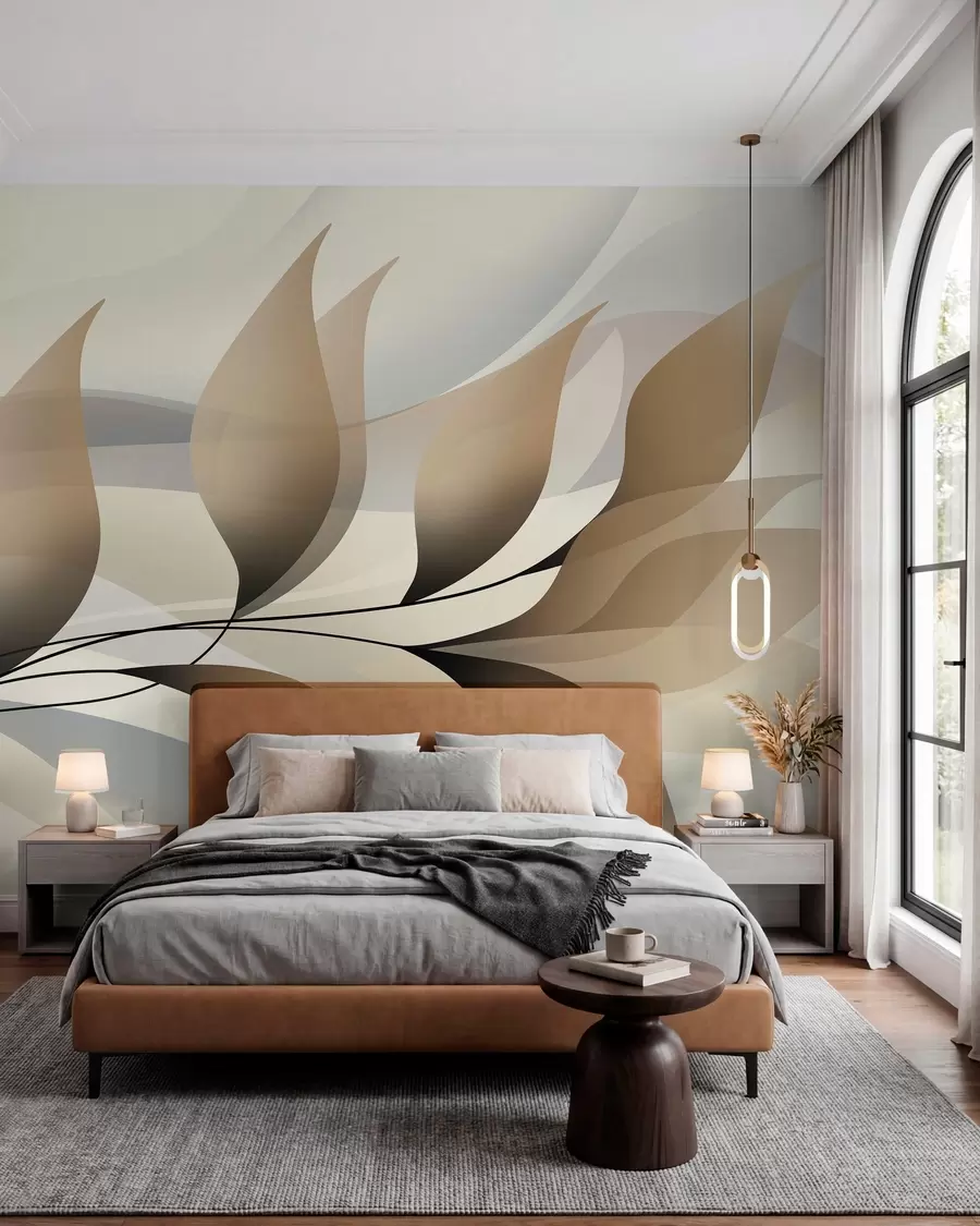 wall murals елегантна грана са беж листовима  w05660