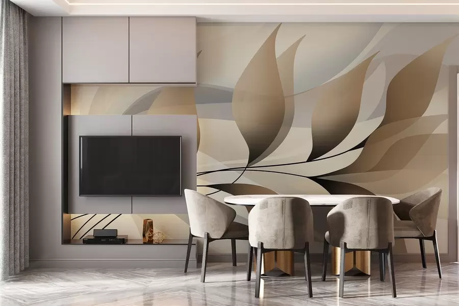 wall murals елегантна грана са беж листовима  w05660