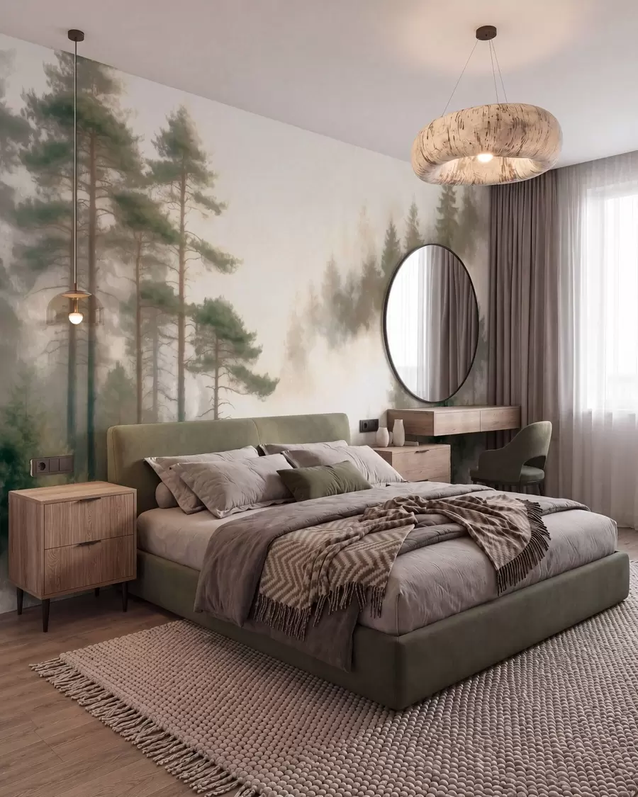 wall murals Izlazak sunca među borovima w09916