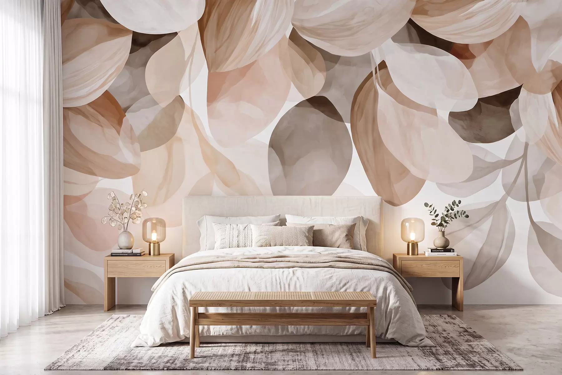 wall murals Беж висеће лишће у стилу акварела w09923