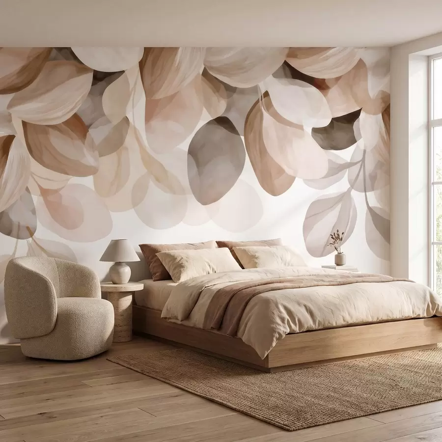 wall murals Беж висеће лишће у стилу акварела w09923