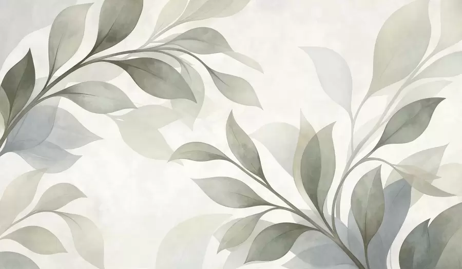 wall murals Велики листови у меким зеленим и плавим тоновима w05693