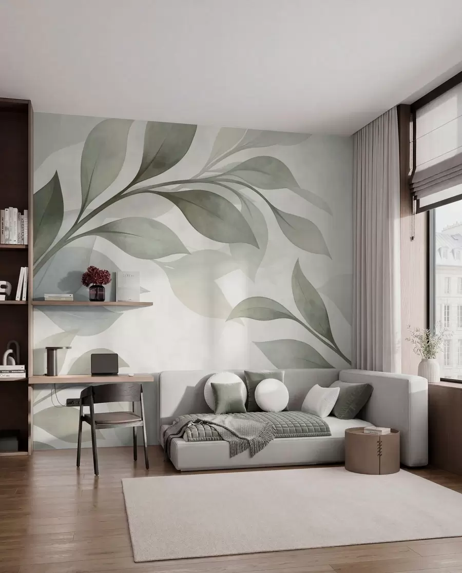 wall murals Veliko plavozeleno lišće w05693