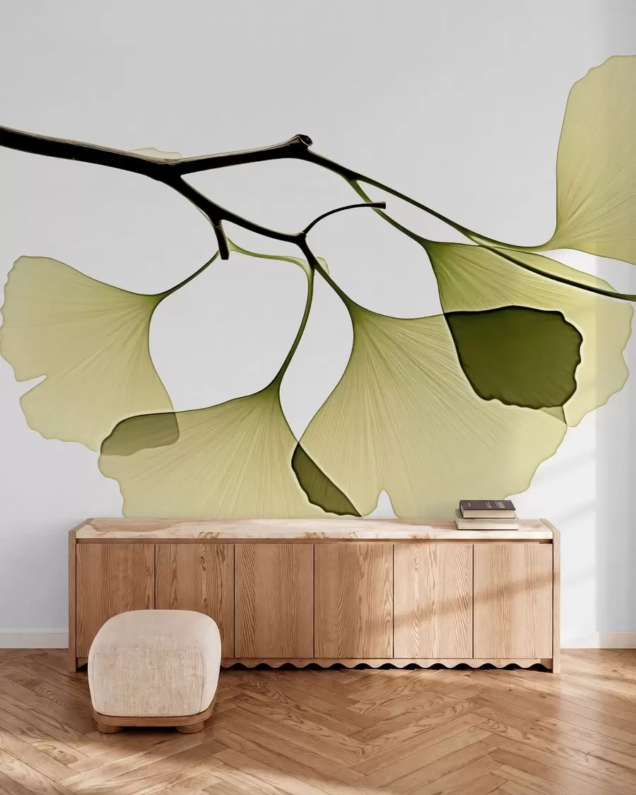 wall murals Листови гинка лепезе w09968