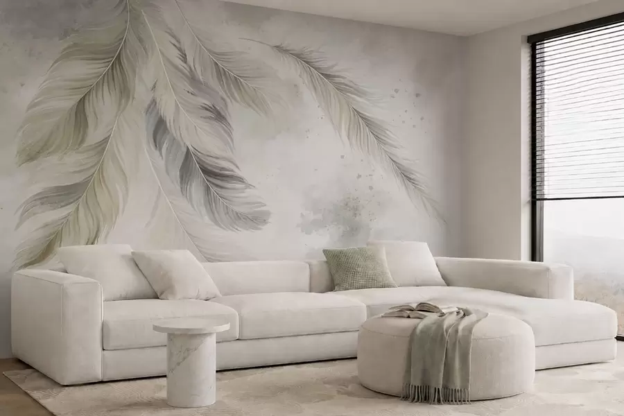 wall murals Светло перје на мекој акварелној позадини w05737v1