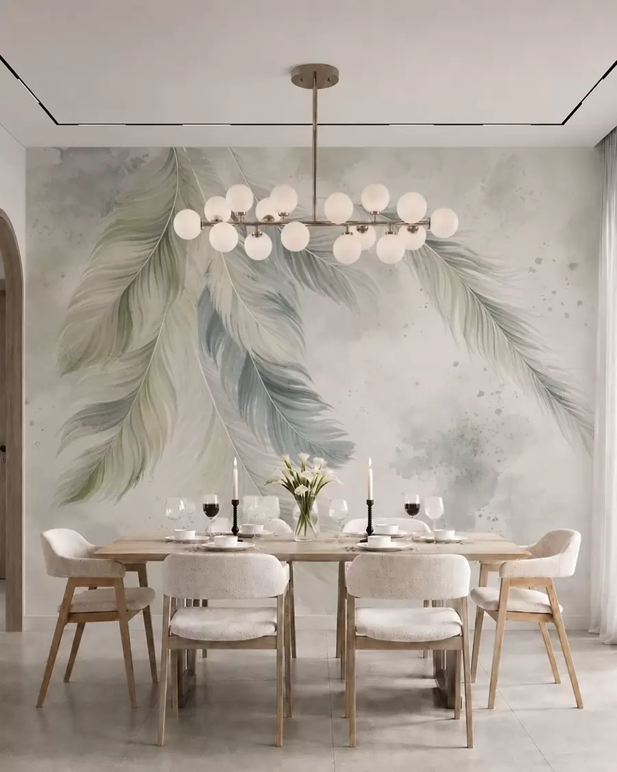 wall murals Светло перје на нежној акварелној позадини w05737v2