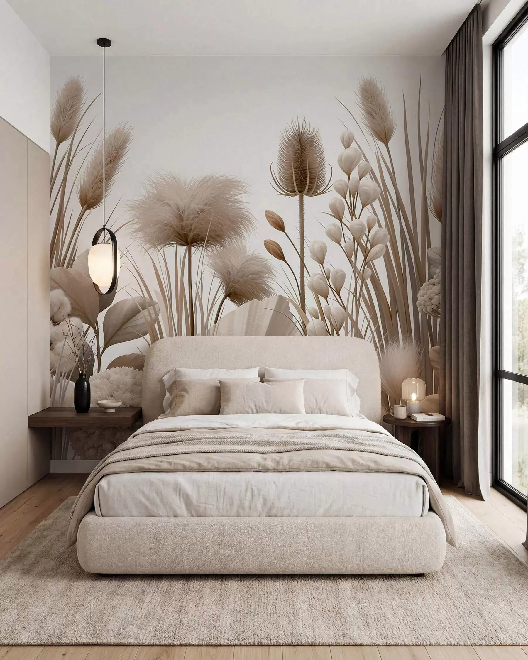 wall murals Високо беж сушено цвеће у неутралним беж тоновима w09932