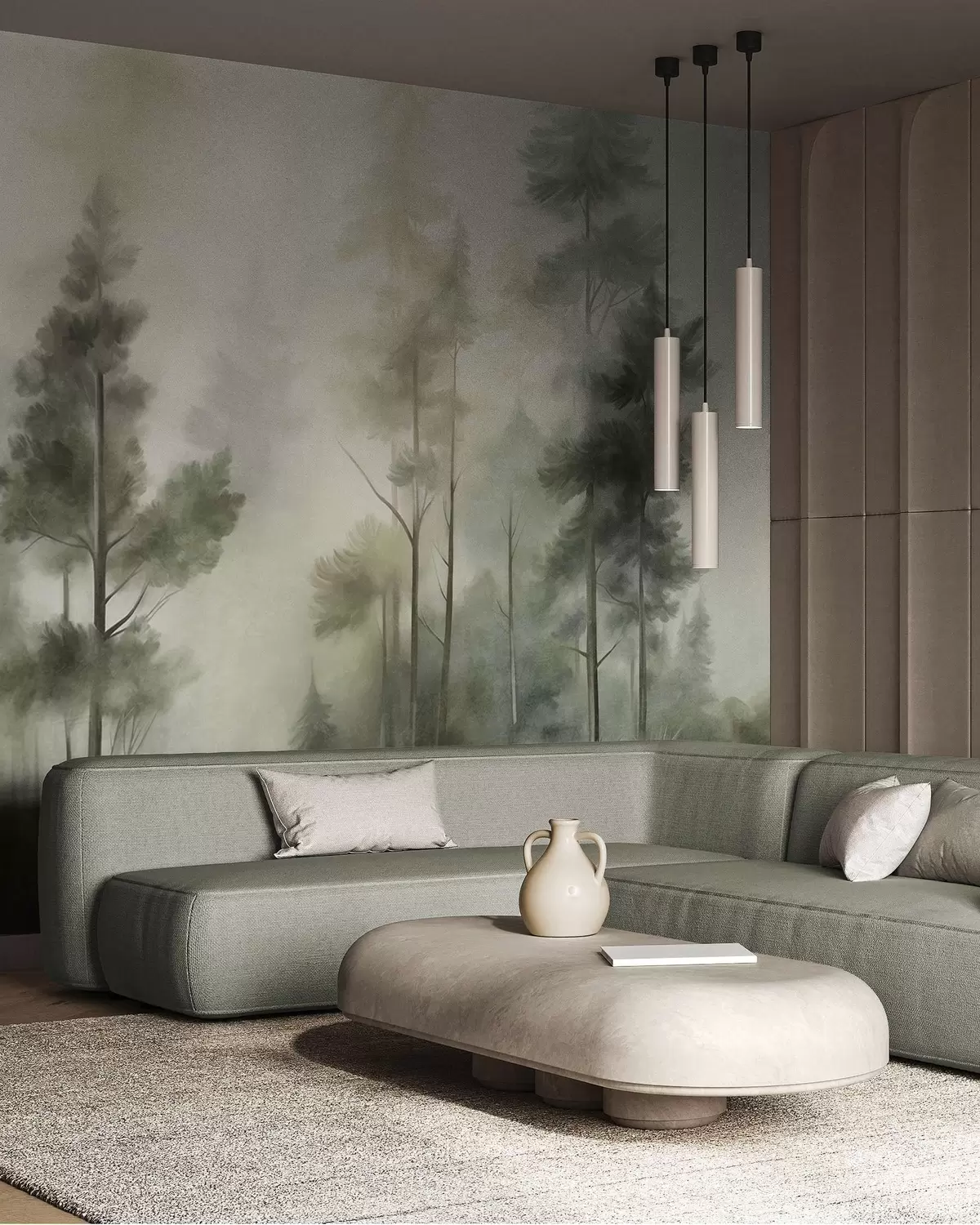wall murals Borovi u zlatnoj magli w09982v2