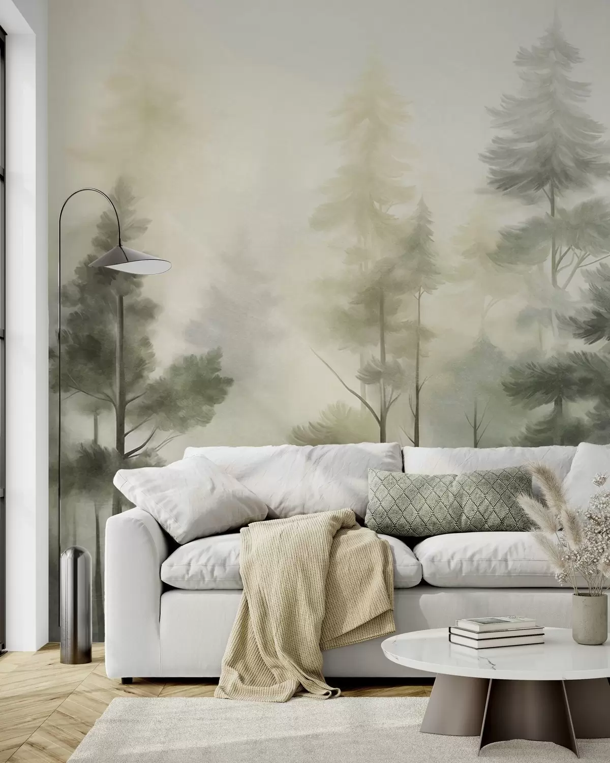 wall murals Borovi u zlatnoj magli w09982v2