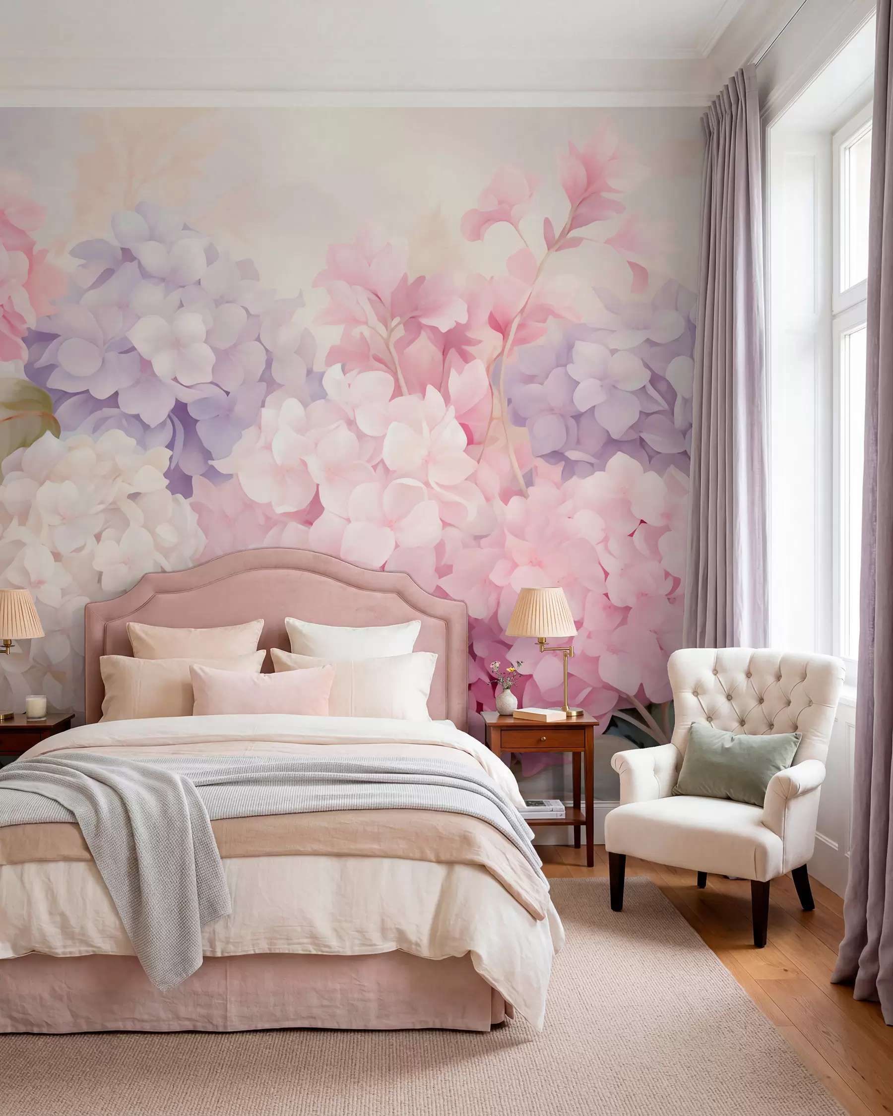 wall murals Pastelne hortenzije w05796