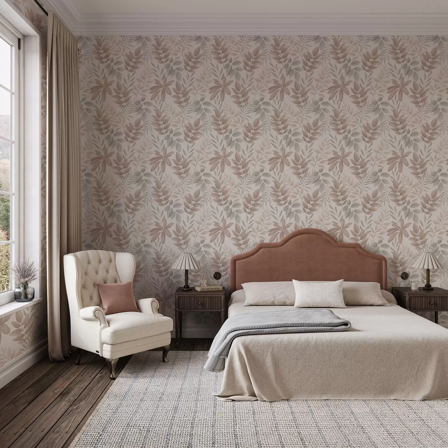 wall murals Нежно лишће у пастелним природним тоновима a01232