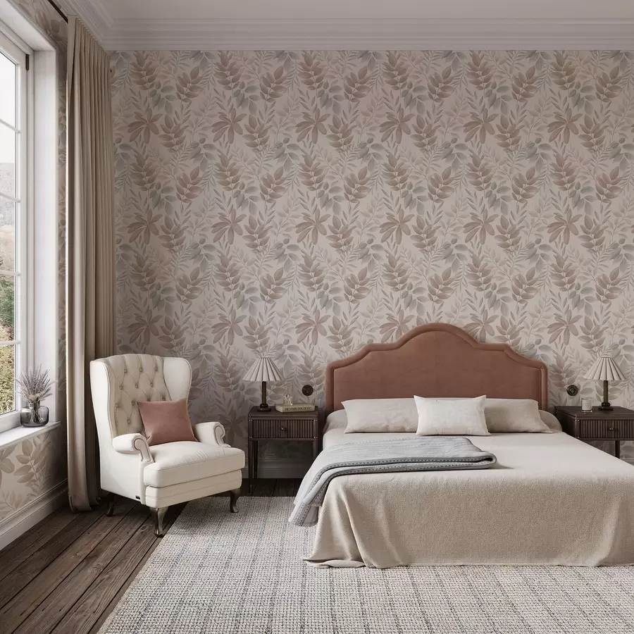 wall murals Нежно лишће у пастелним природним тоновима a01232