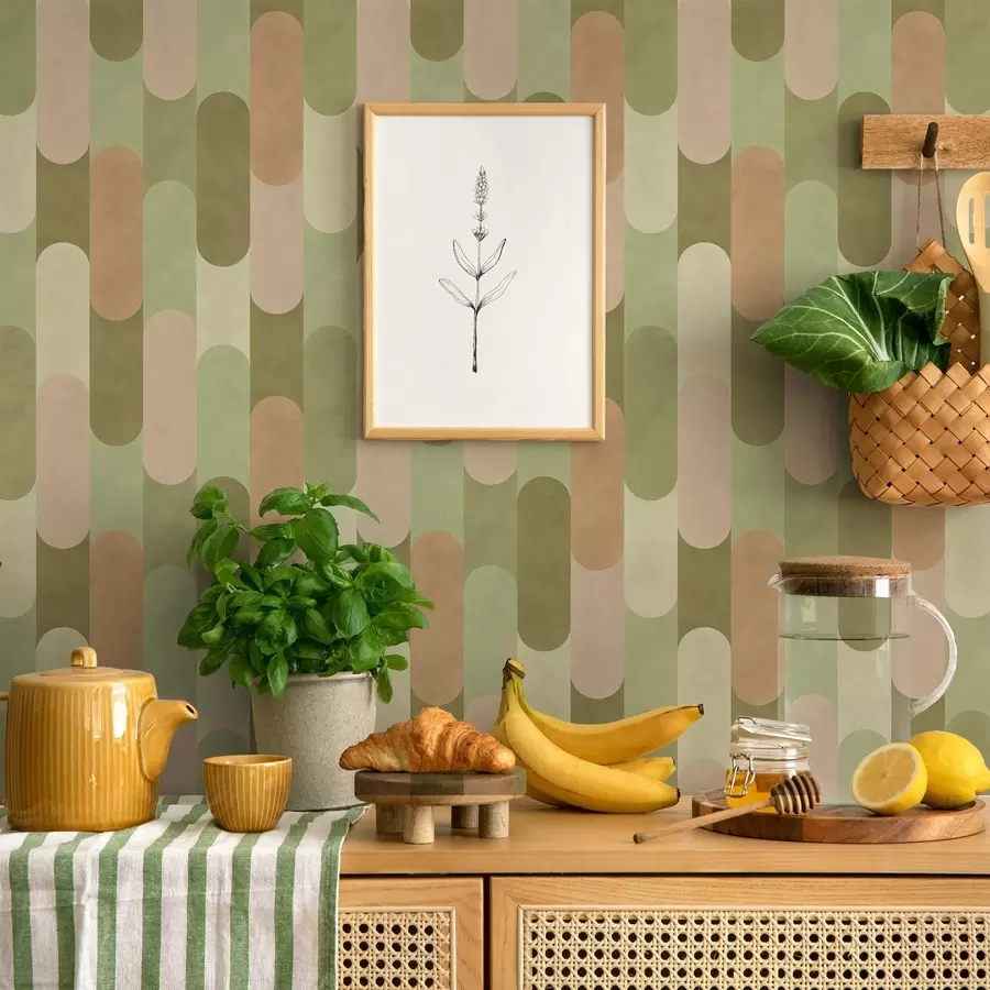 wall murals Геометријски узорак са заобљеним вертикалним облицима a01235