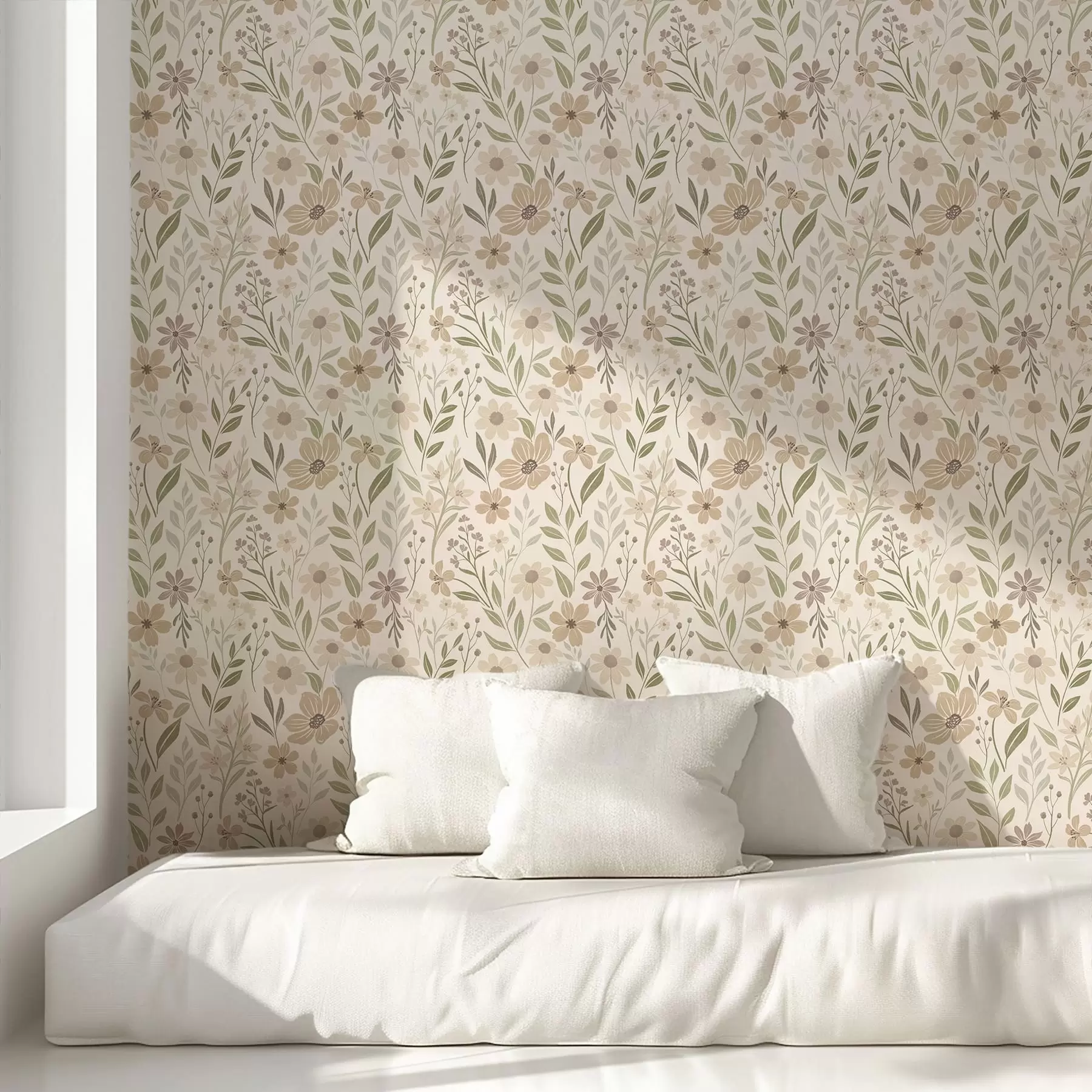 wall murals Нежно дивље цвеће у природним тоновима a01238