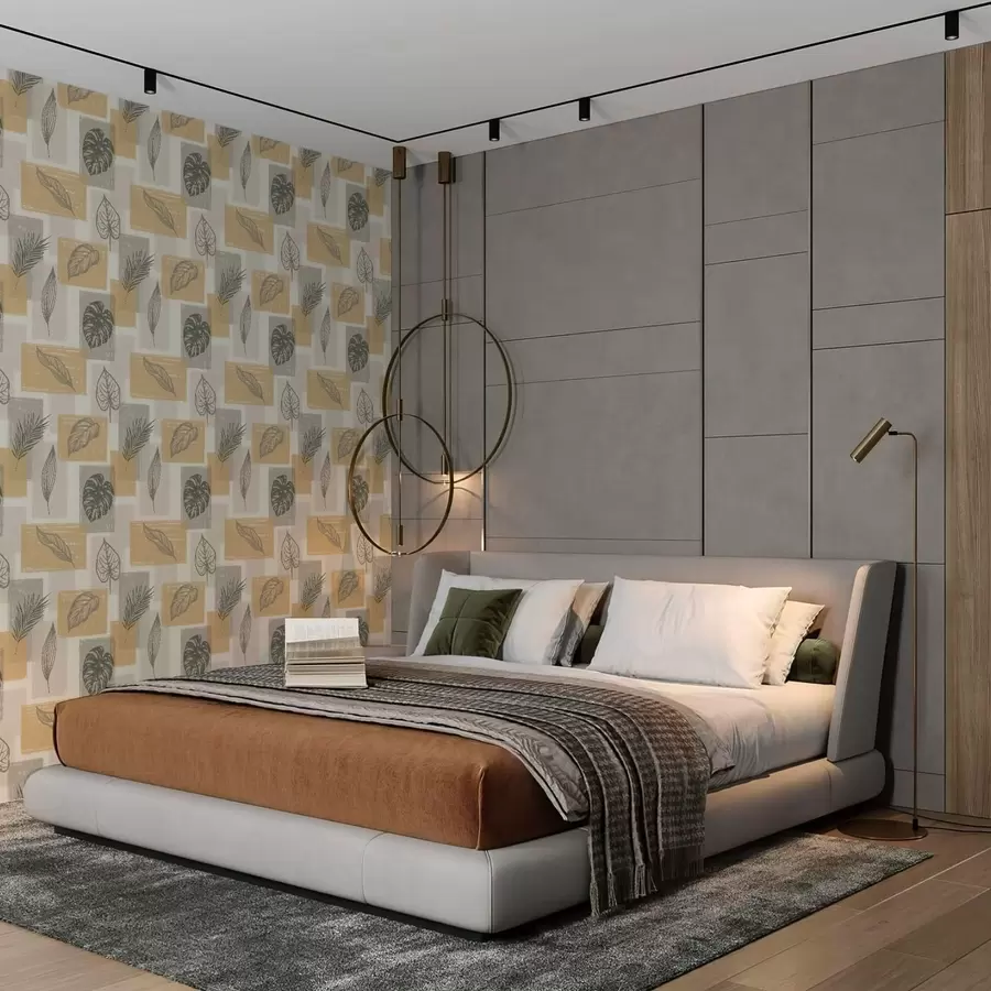wall murals Обриси листова са топлим геометријским блоковима a01239v1