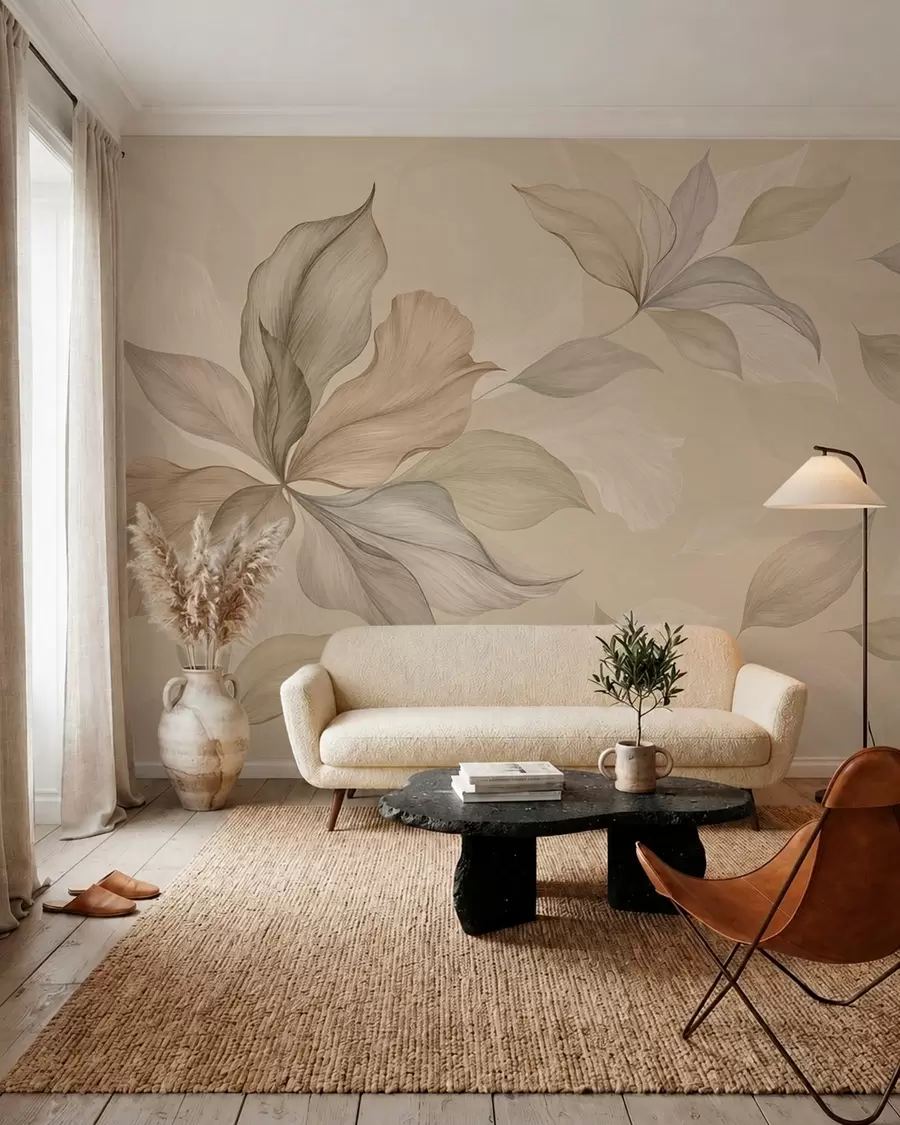 wall murals Lišće u boji pijeska w05733