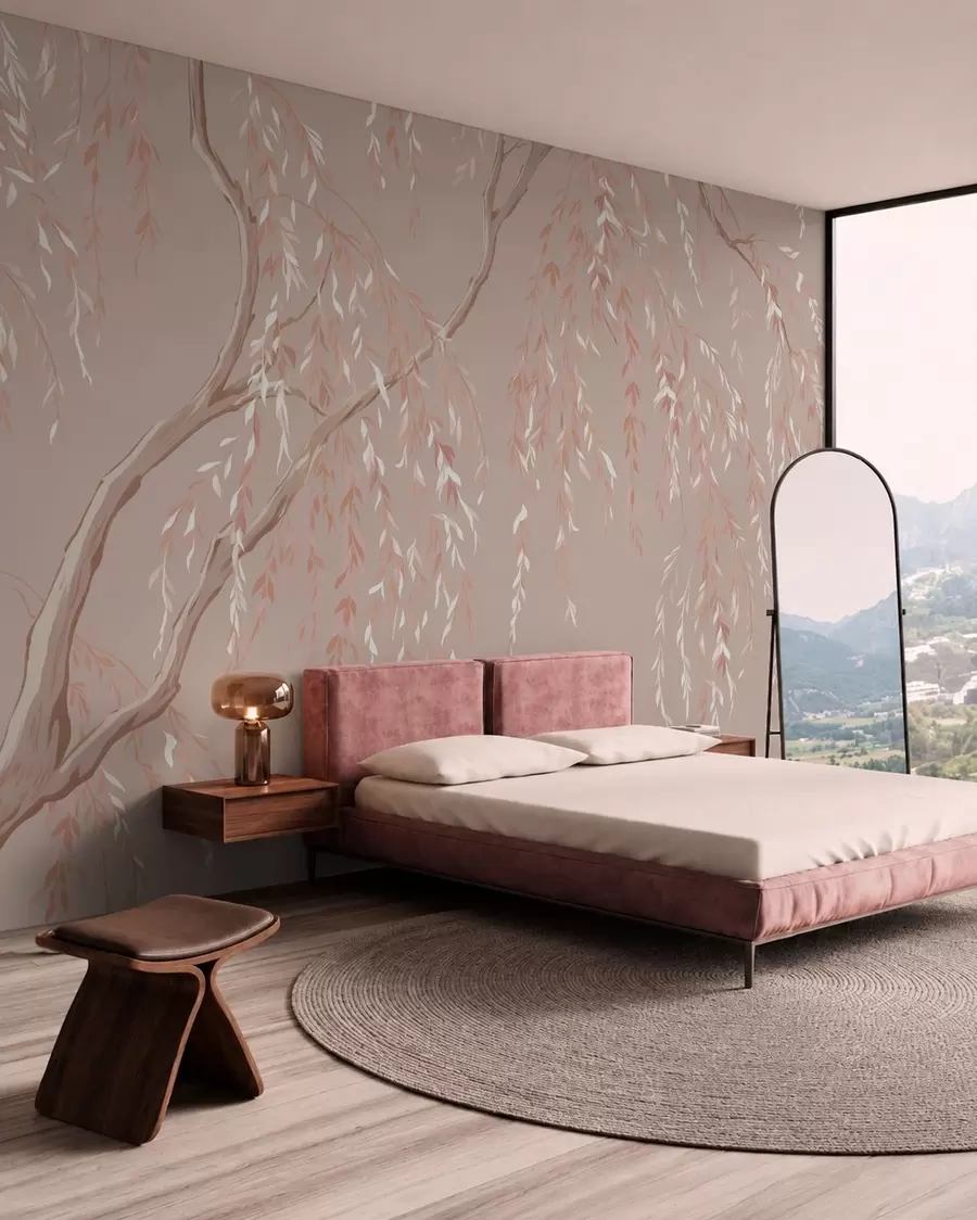 wall murals Меке ружичасте гране са светлим листовима w05812v3