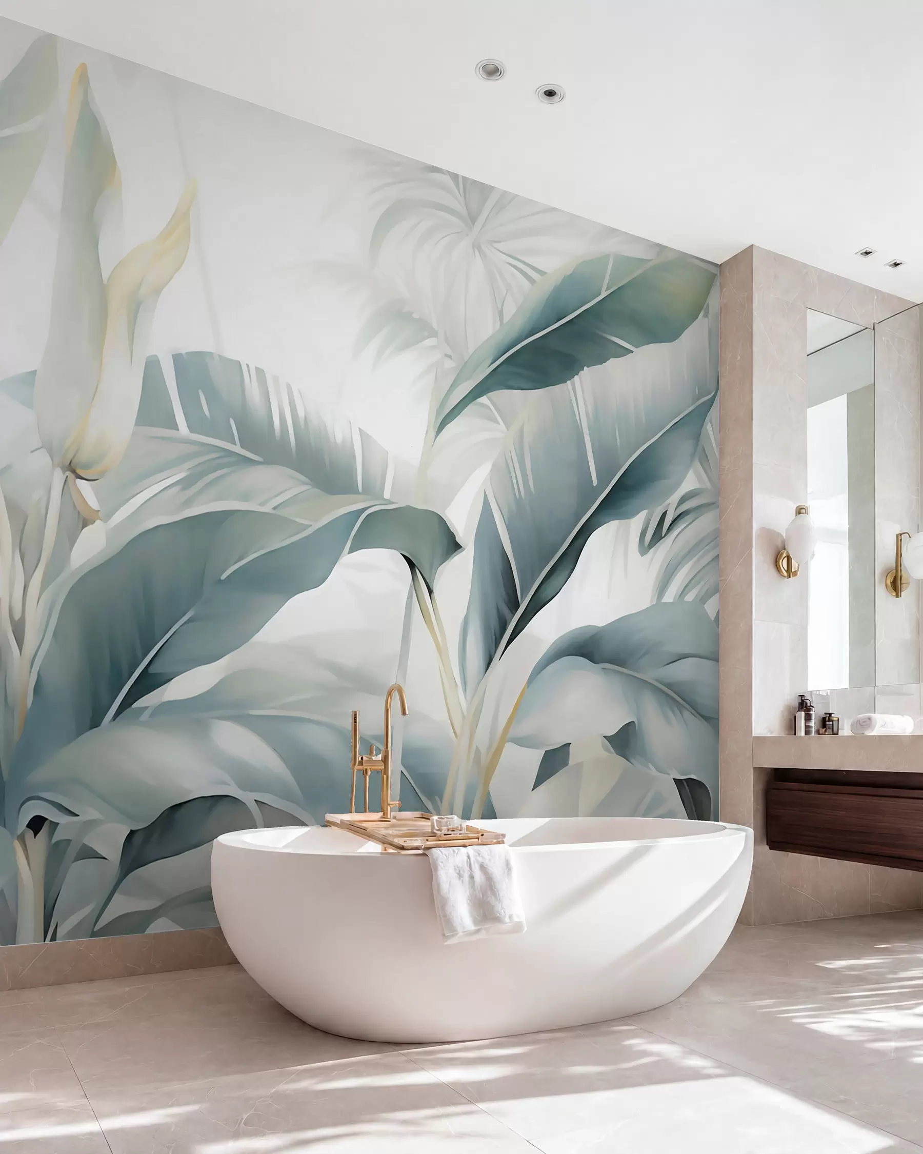 wall murals Listovi banane u azurnoj w05775